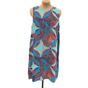 Juicy Couture Black Label Silk Dress‎ Sleeveless Paisley Print Blue Red S